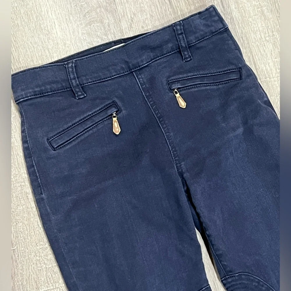 Tory Burch Size 25 Navy Stretch Front Pocket Size Zip Ankle Button Pants Chino